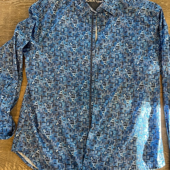 Robert Graham Blue/Black Button Down Shirt L - Picture 5 of 7